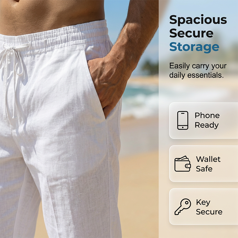 👖Men's Breathable Linen Blend Capri Pants | Adjustable Drawstring Summer Trousers with Deep Pockets - Limited 50% OFF