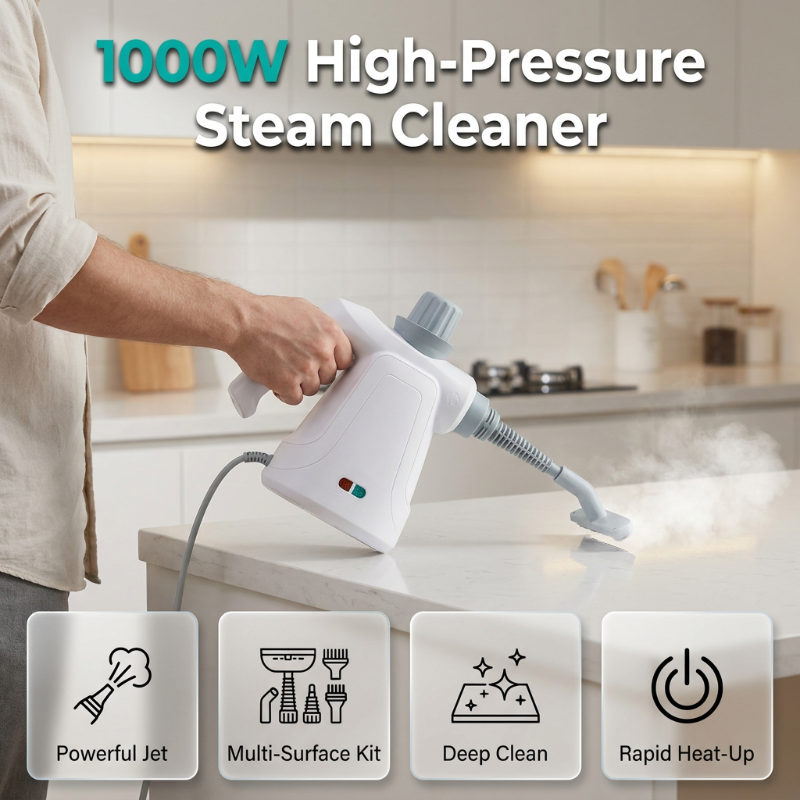🏠 All-in-One Steam Cleaner with Versatile Attachments — Floors, Upholstery, Windows, Kitchen & Cars