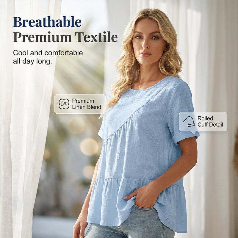 👚 50% OFF NOW! 🌸 Women's Short Sleeve Tiered Tunic Top – Lightweight & flowy – Perfect for summer layering or casual chic – comfortable and feminine ✨🌿