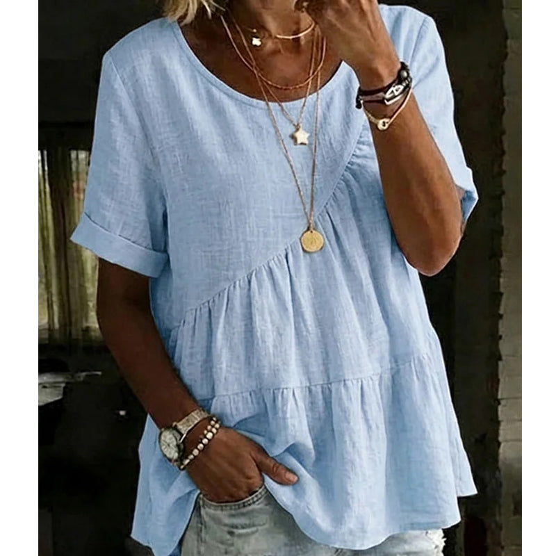 👚 50% OFF NOW! 🌸 Women's Short Sleeve Tiered Tunic Top – Lightweight & flowy – Perfect for summer layering or casual chic – comfortable and feminine ✨🌿