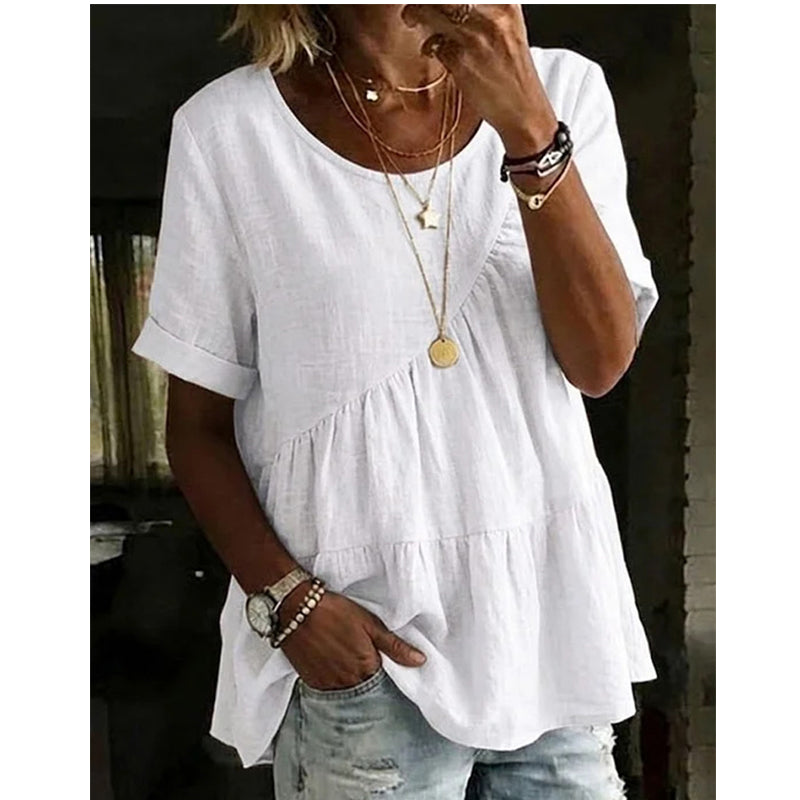 👚 50% OFF NOW! 🌸 Women's Short Sleeve Tiered Tunic Top – Lightweight & flowy – Perfect for summer layering or casual chic – comfortable and feminine ✨🌿