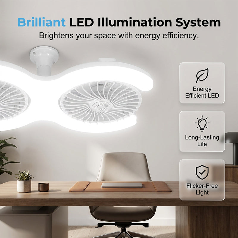 💡🌀 50% OFF! Double-head LED ceiling fan with light – 2 independent heads, 3 speeds, and remote control – Perfect for large rooms ✨