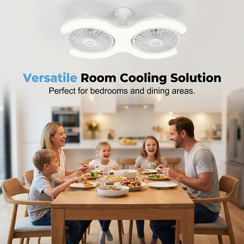 💡🌀 50% OFF! Double-head LED ceiling fan with light – 2 independent heads, 3 speeds, and remote control – Perfect for large rooms ✨