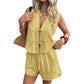 Women's Summer Tie-Front Vest and Shorts Set