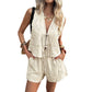 Women's Summer Tie-Front Vest and Shorts Set