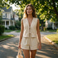 Women's Summer Tie-Front Vest and Shorts Set