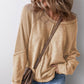 📢📢50% OFF !! Women's Waffle Knit Long Sleeve Top | Casual Round Neck & Loose Fit Pullover | Soft Wrinkle-Resistant Basic Tee for Office & Weekend