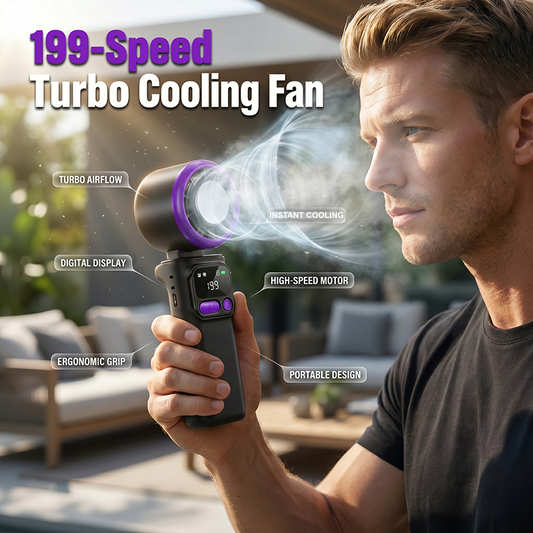 ❄️199-Speed Digital Display HandheldCooling Fan