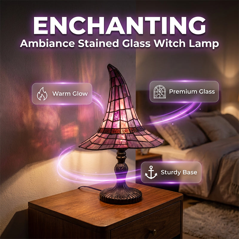 🧙‍♀Enchanting Ambiance Stained Glass Witch Lamp