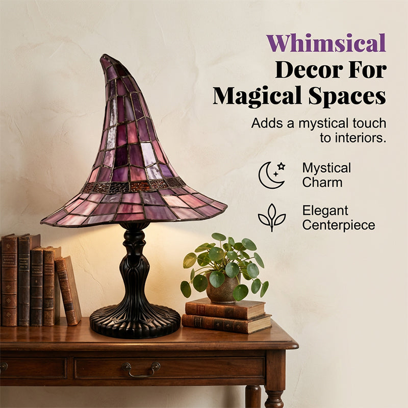 🧙‍♀Enchanting Ambiance Stained Glass Witch Lamp