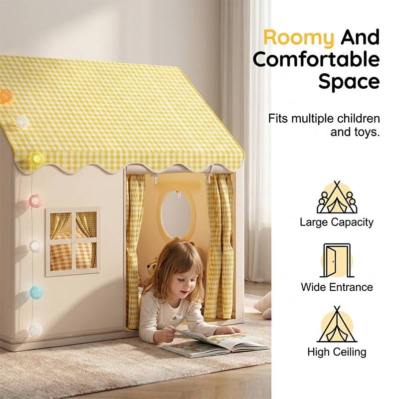 🏰 50% OFF NOW! ✨ Dream Play Tent for Kids – Fairy lights, roomy & gingham style – Perfect for imaginative indoor & outdoor play 🌟