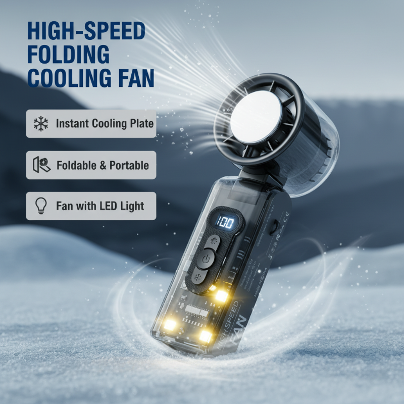 High-Speed Folding Cooling Fan with LED Light