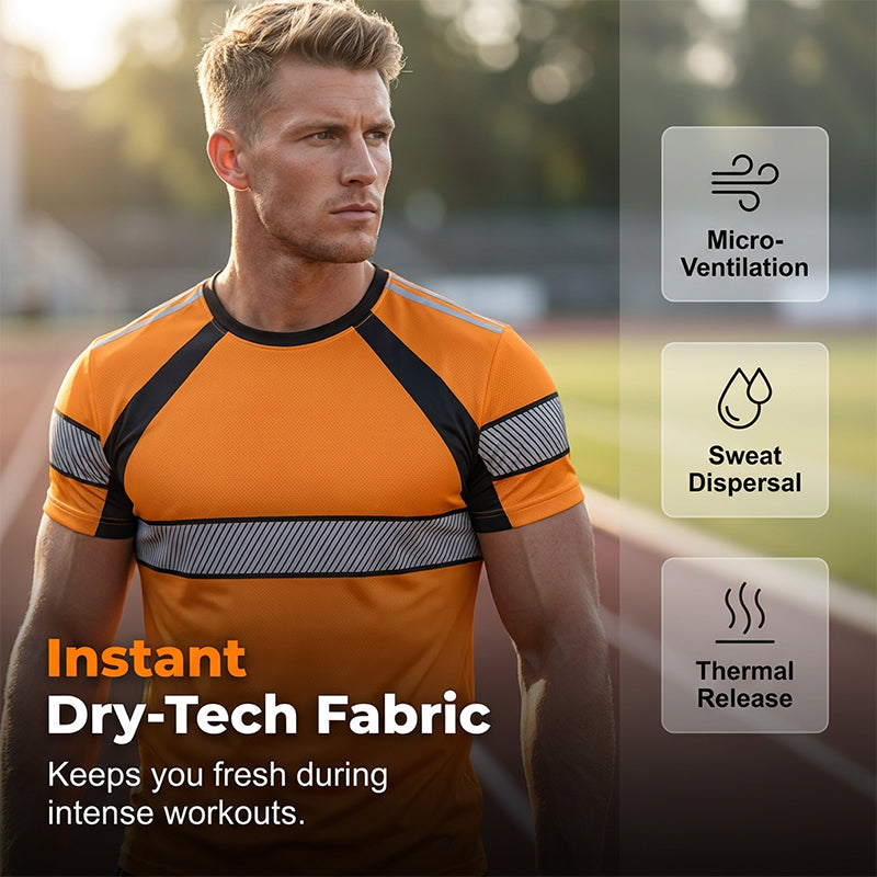 🔥Exclusive 50% OFF | Men's 3-Pack Cooling Activewear Shirts | Breathable Moisture-Wicking Gym Tops | Dynamic Contrast Short Sleeve T-Shirts for Running & Training