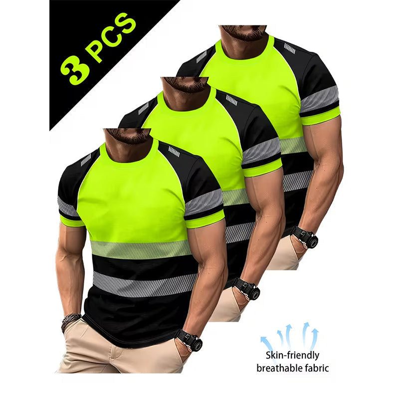 🔥Exclusive 50% OFF | Men's 3-Pack Cooling Activewear Shirts | Breathable Moisture-Wicking Gym Tops | Dynamic Contrast Short Sleeve T-Shirts for Running & Training