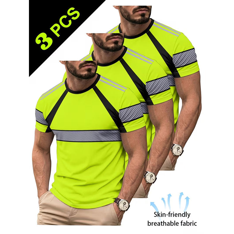 🔥Exclusive 50% OFF | Men's 3-Pack Cooling Activewear Shirts | Breathable Moisture-Wicking Gym Tops | Dynamic Contrast Short Sleeve T-Shirts for Running & Training