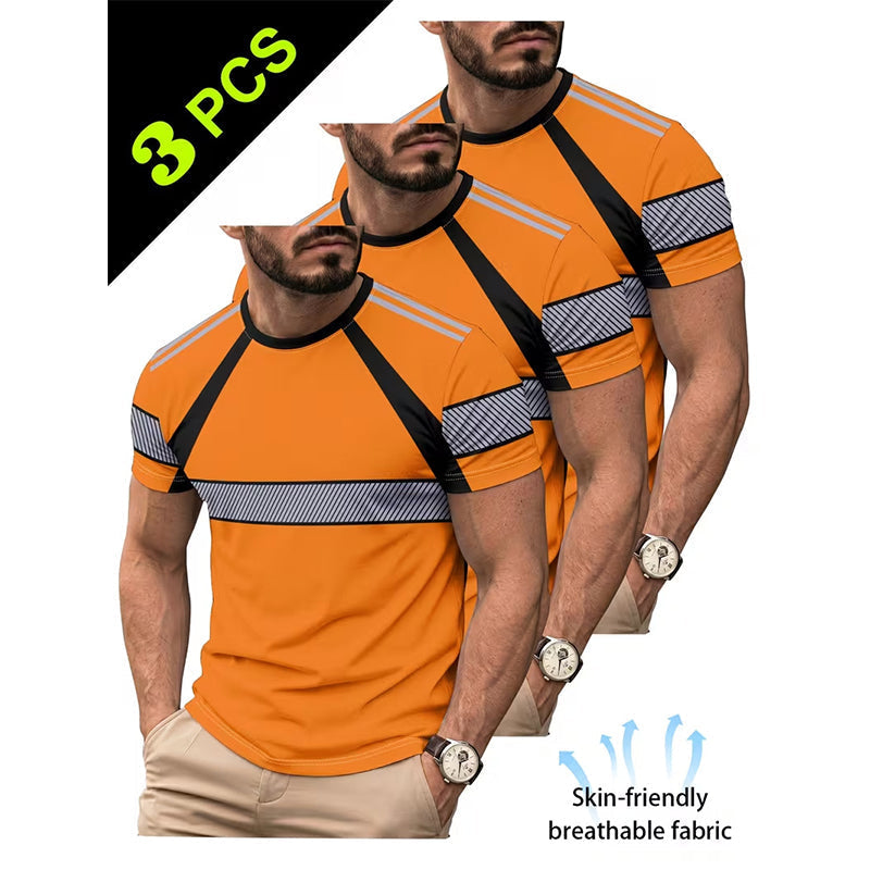 🔥Exclusive 50% OFF | Men's 3-Pack Cooling Activewear Shirts | Breathable Moisture-Wicking Gym Tops | Dynamic Contrast Short Sleeve T-Shirts for Running & Training