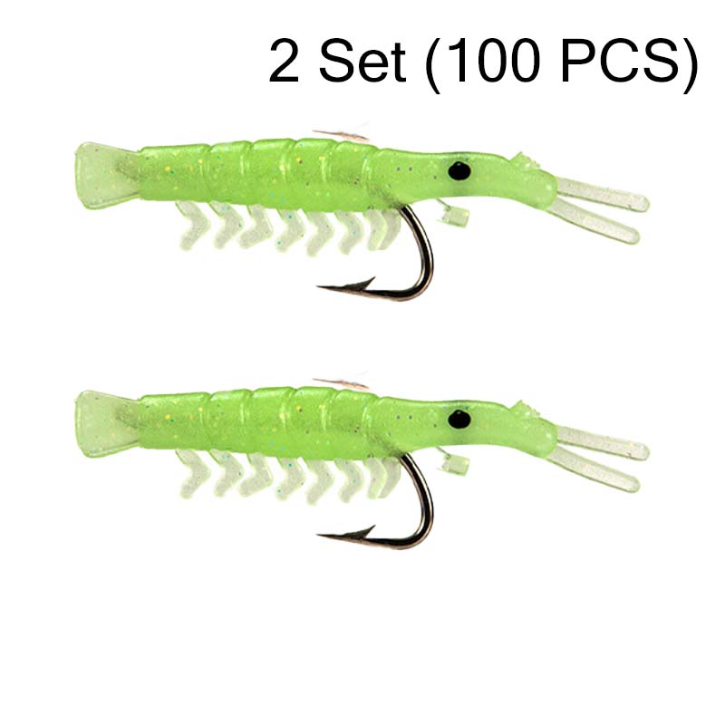 50PCS Lifelike Shrimp Lures Set with Hooks