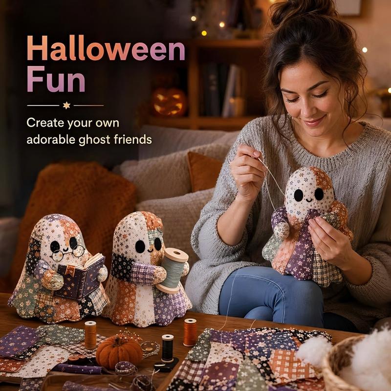 🔥LAST DAY 50% OFF🧵Little Ghost's Cozy Halloween DIY Patchwork Kit