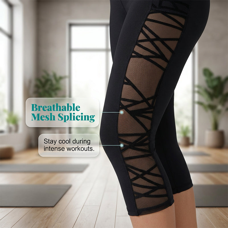 🧘 LIMITED-TIME 50% OFF! ✨ Women's Butt-Lifting Mesh Splicing Yoga Leggings – High Waist, Side Pockets, 4-Way Stretch 🔥