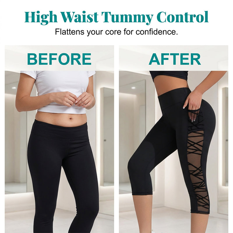 🧘 LIMITED-TIME 50% OFF! ✨ Women's Butt-Lifting Mesh Splicing Yoga Leggings – High Waist, Side Pockets, 4-Way Stretch 🔥