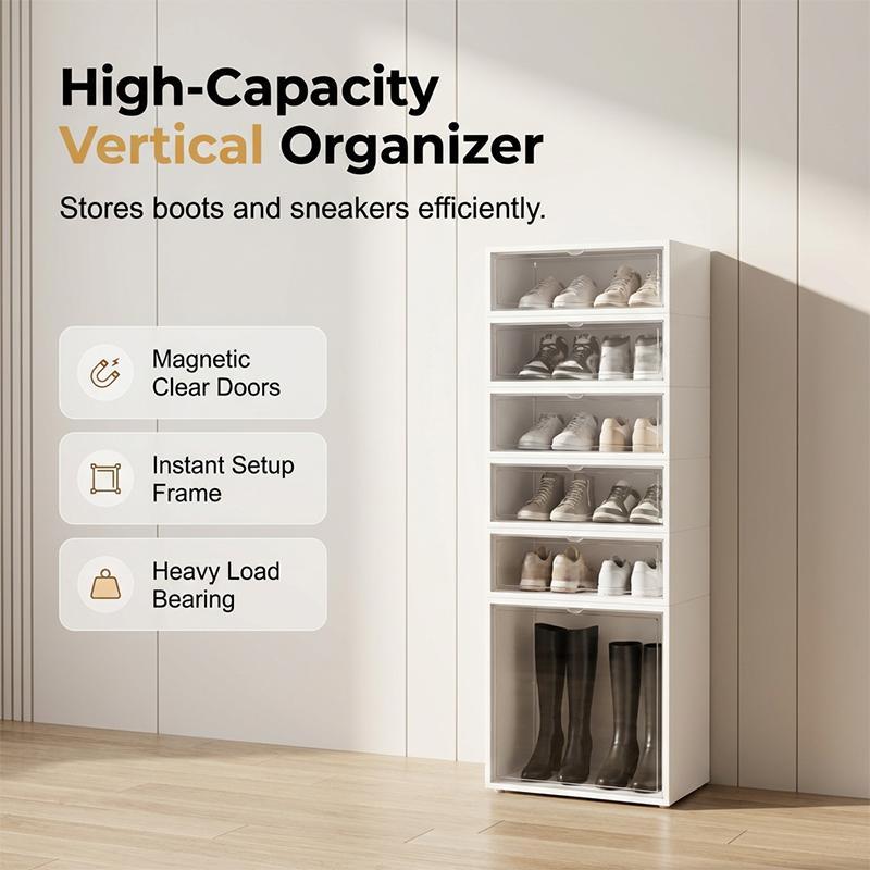 👟Foldable Installation-Free Shoe Cabinet with Clear Doors