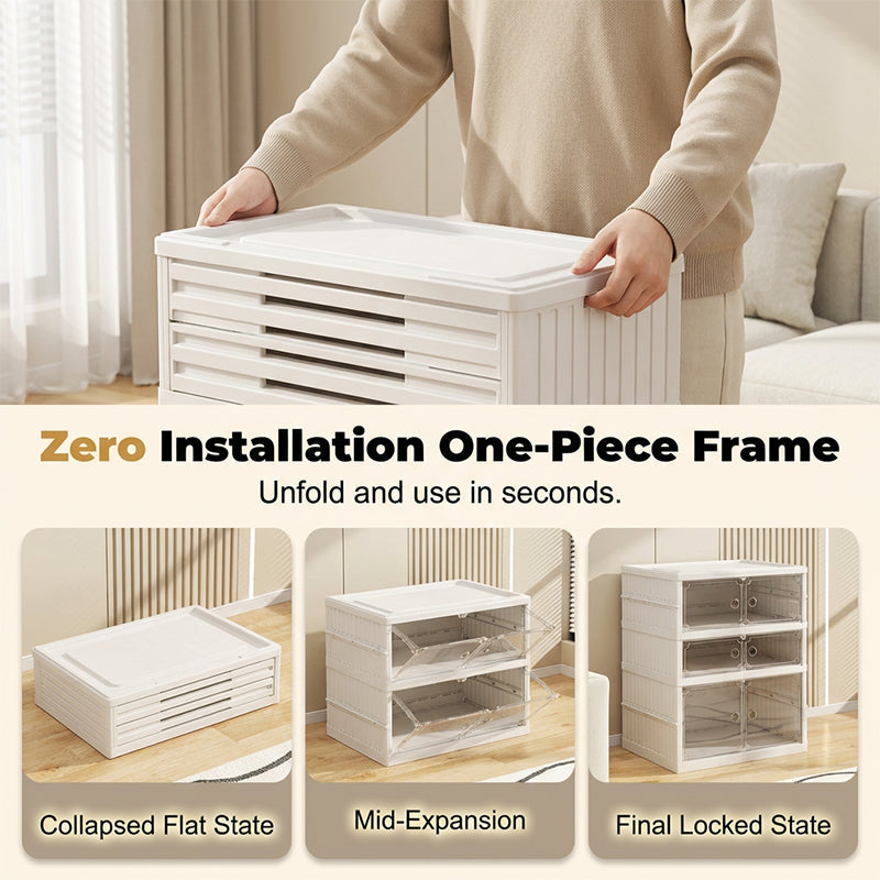 👟Foldable Installation-Free Shoe Cabinet with Clear Doors