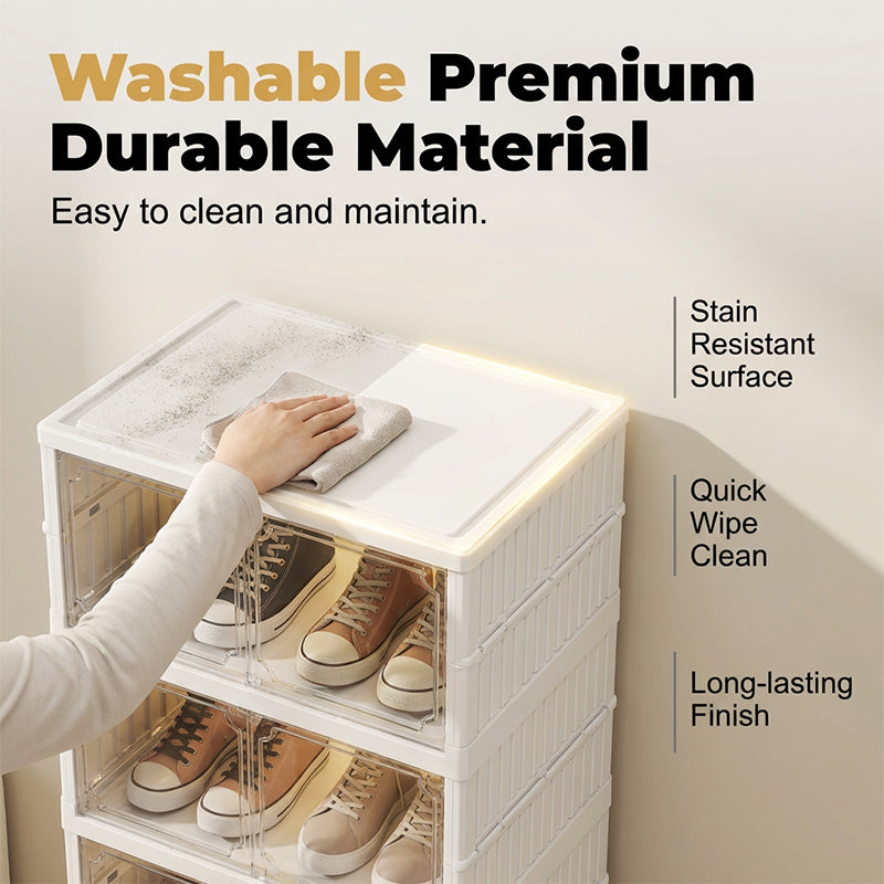 👟Foldable Installation-Free Shoe Cabinet with Clear Doors