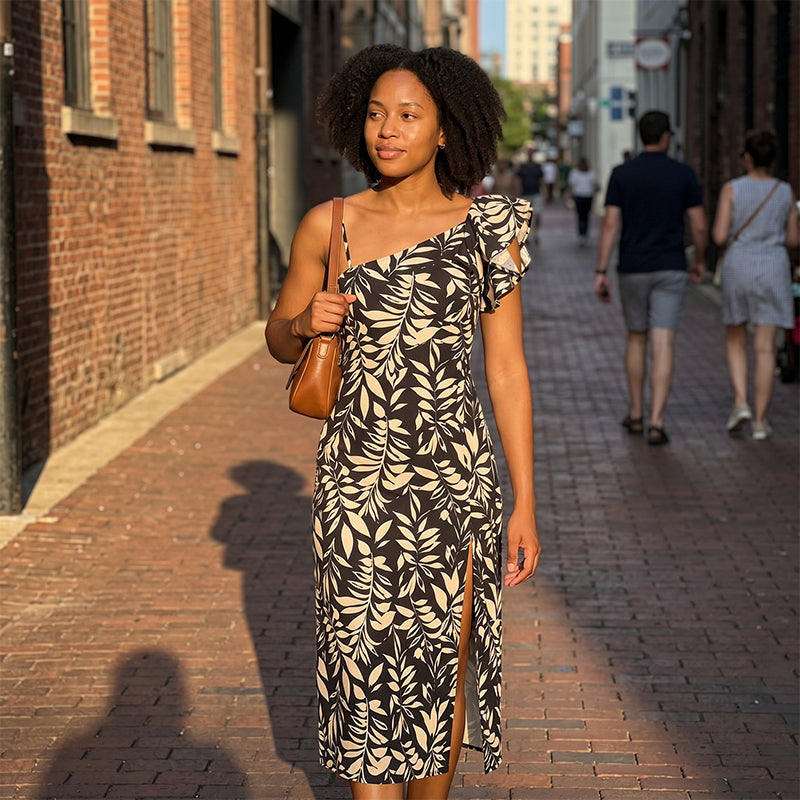 Women Summer Backless Midi Dress with Side Split