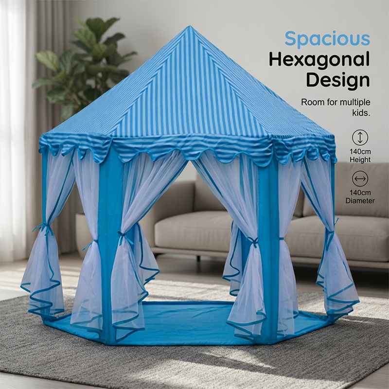 🏰Children's Hexagonal Castle Tent with Mesh Curtains