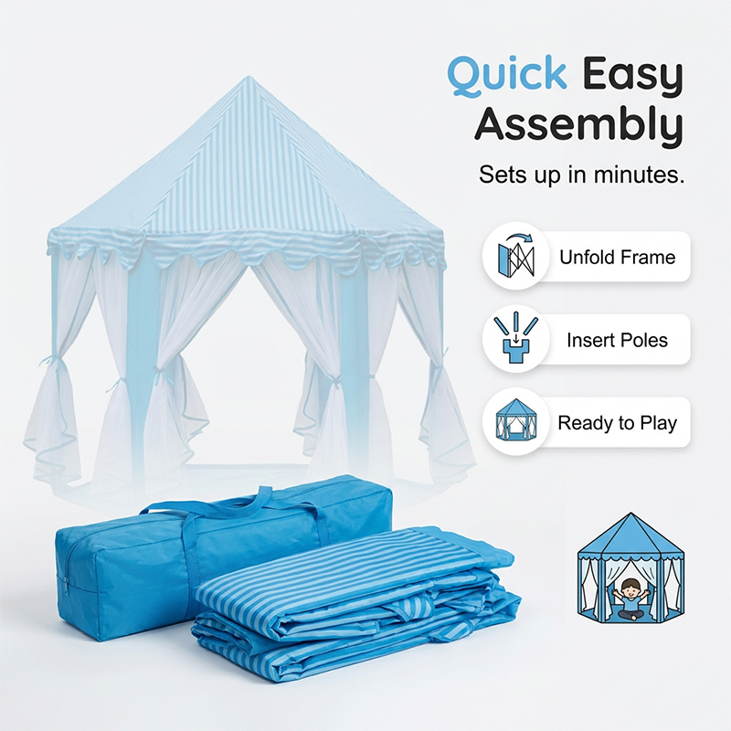 🏰Children's Hexagonal Castle Tent with Mesh Curtains