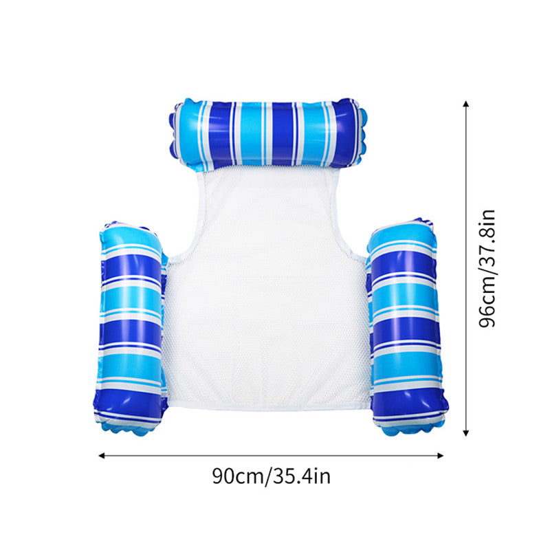 Colorful Striped Inflatable Pool Float with Inflator
