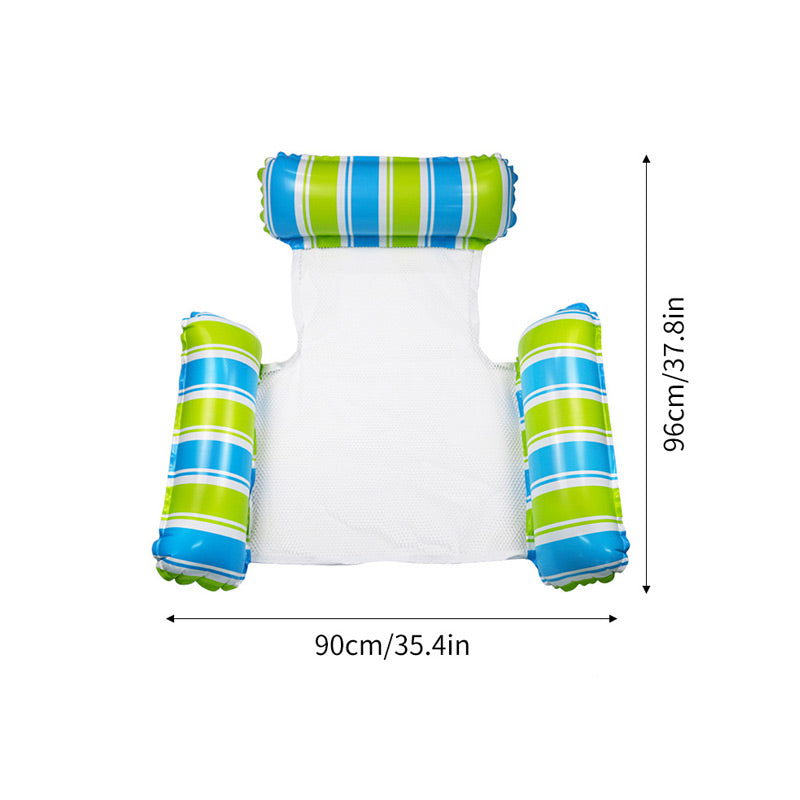 Colorful Striped Inflatable Pool Float with Inflator