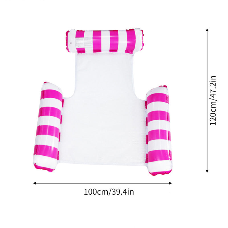 Colorful Striped Inflatable Pool Float with Inflator