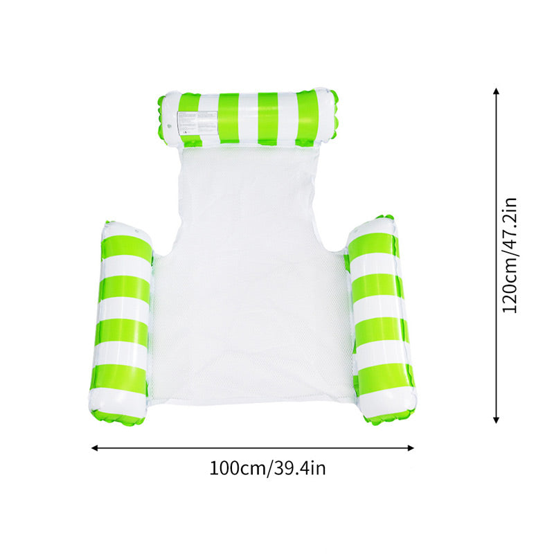 Colorful Striped Inflatable Pool Float with Inflator