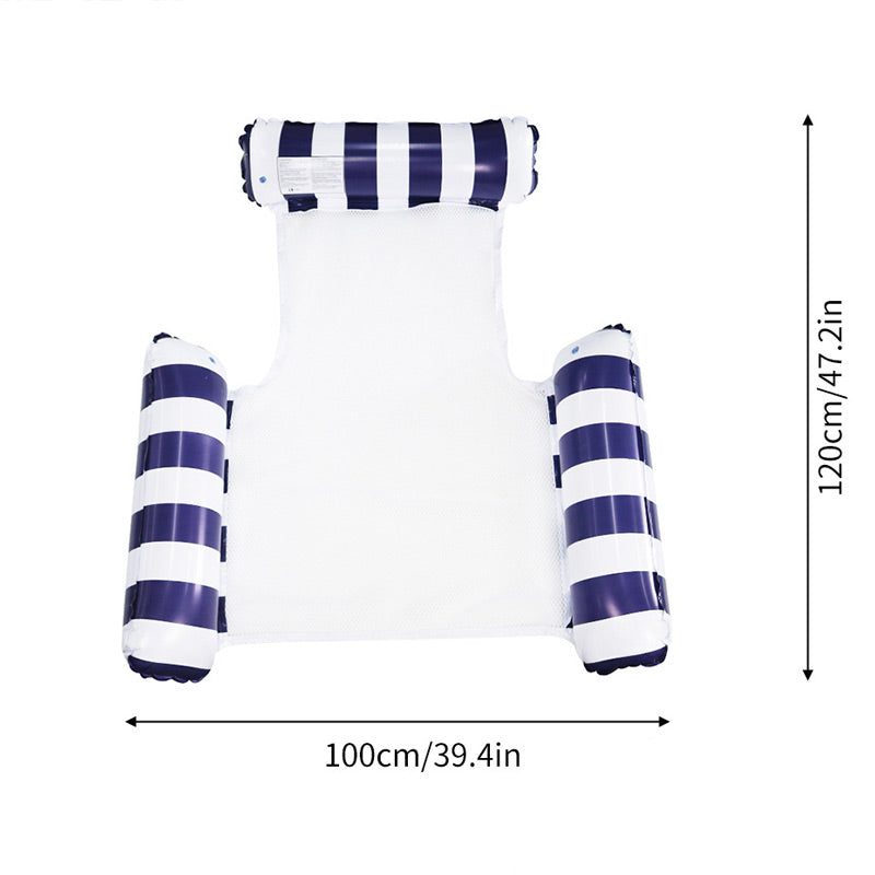 Colorful Striped Inflatable Pool Float with Inflator