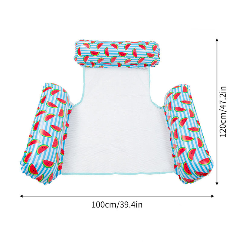 Colorful Striped Inflatable Pool Float with Inflator
