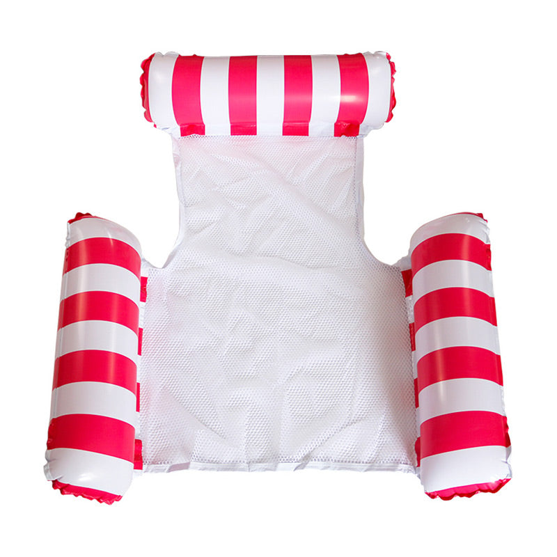 Colorful Striped Inflatable Pool Float with Inflator