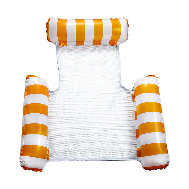 Colorful Striped Inflatable Pool Float with Inflator