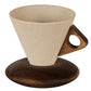 ☕Vintage Coffee Mug with Wooden Handle & Saucer