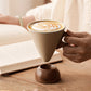 ☕Vintage Coffee Mug with Wooden Handle & Saucer