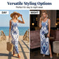 👗Women's Classic Floral Print Maxi Dress – Bodycon, Side Slit, Porcelain Pattern 💙