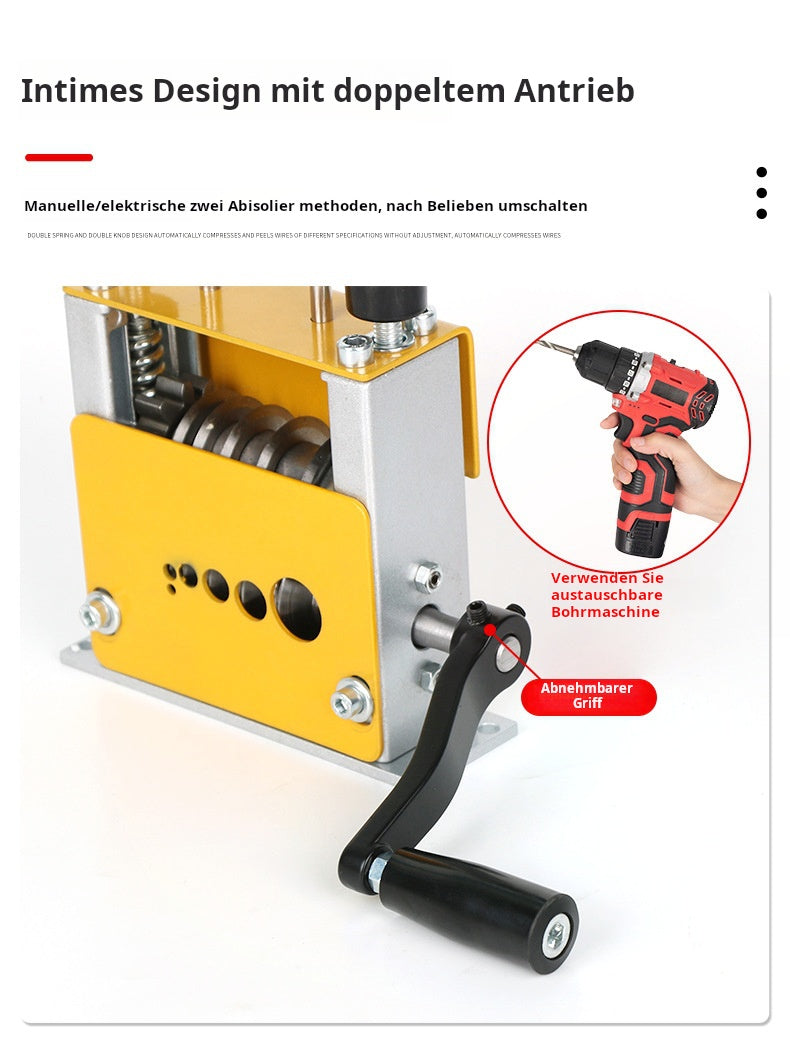 🔧⚡ 50% RABATT! Elektrischer Mehrloch-Abisolierer – Handkurbel- & Elektrobohr-Modus, Doppelfunktion für präzises Abmanteln von Kabeln ✨