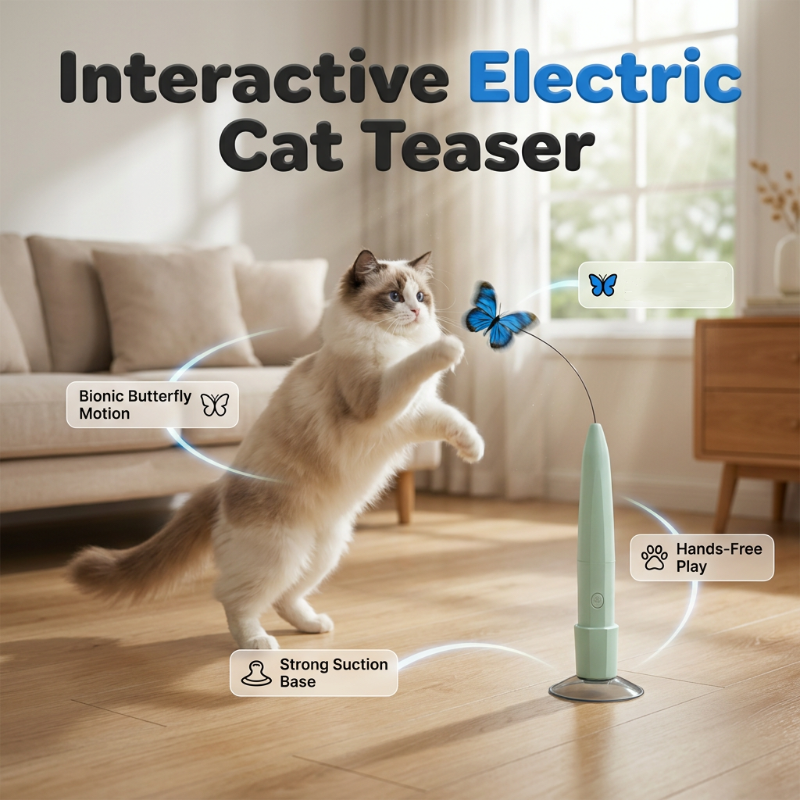 🦋✨ LIMITED-TIME 50% OFF! Electric Suction Cup Cat Teaser — Rotating Butterfly, Auto Play 🐱
