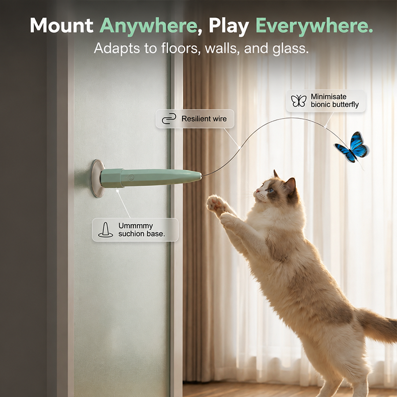 🦋✨ LIMITED-TIME 50% OFF! Electric Suction Cup Cat Teaser — Rotating Butterfly, Auto Play 🐱