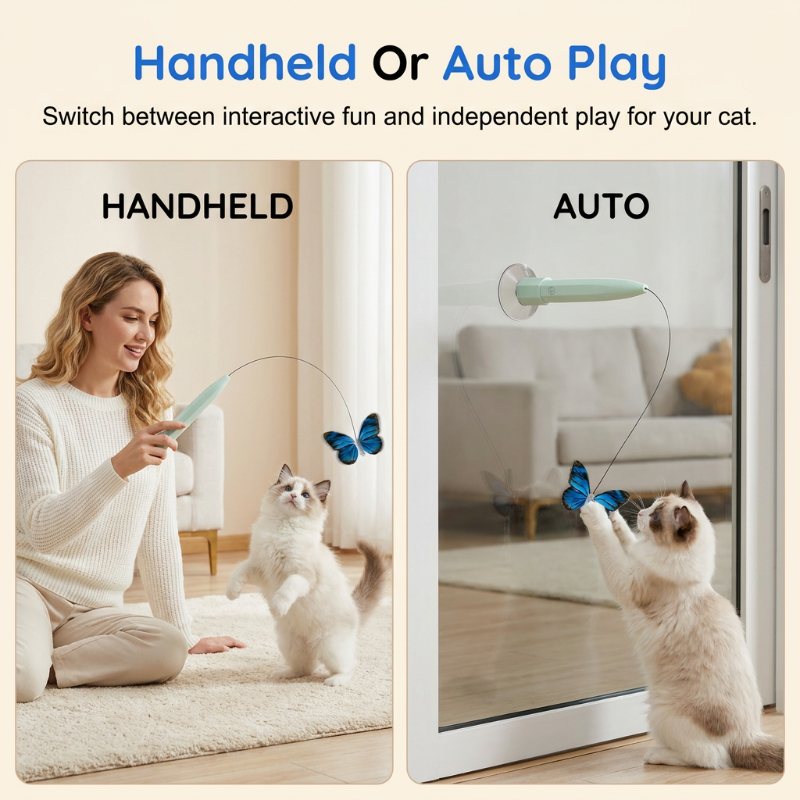 🦋✨ LIMITED-TIME 50% OFF! Electric Suction Cup Cat Teaser — Rotating Butterfly, Auto Play 🐱