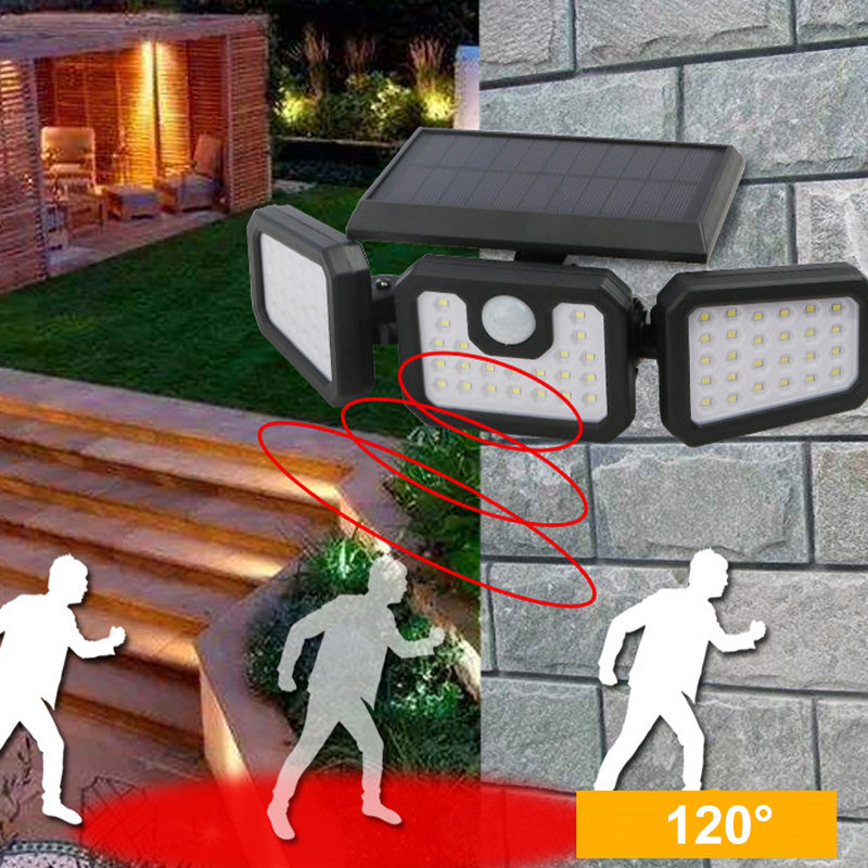 Solar 3-Heads Wall Light With Sensor Lighting Function