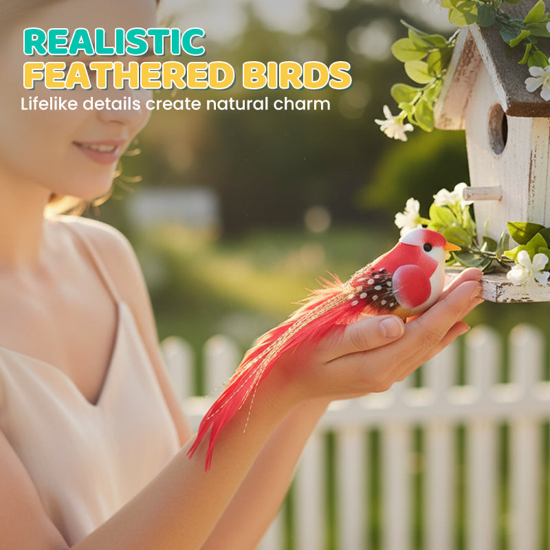 🐦12PCS Artificial Feathered Birds with Clips