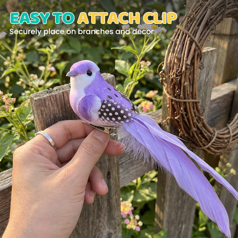 🐦12PCS Artificial Feathered Birds with Clips
