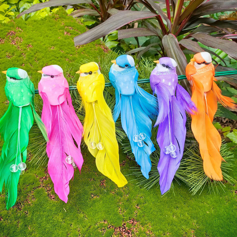 🐦12PCS Artificial Feathered Birds with Clips