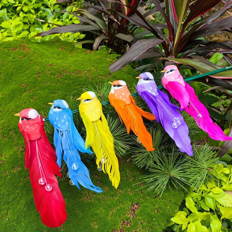 🐦12PCS Artificial Feathered Birds with Clips
